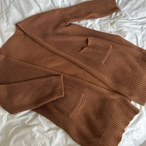 Brown Sweater Cardigan with Pockets